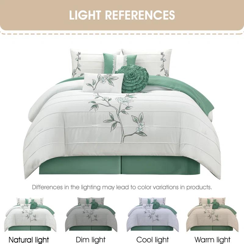 Raina Microfiber 7 Piece Floral Comforter Set