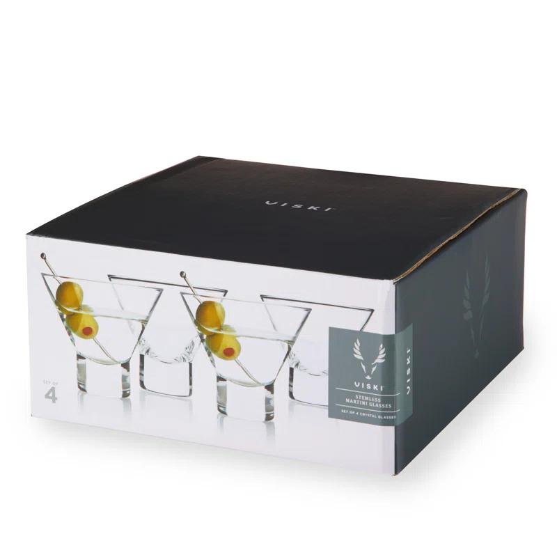 Viski Raye Heavy Base Crystal Stemless Martini Glasses