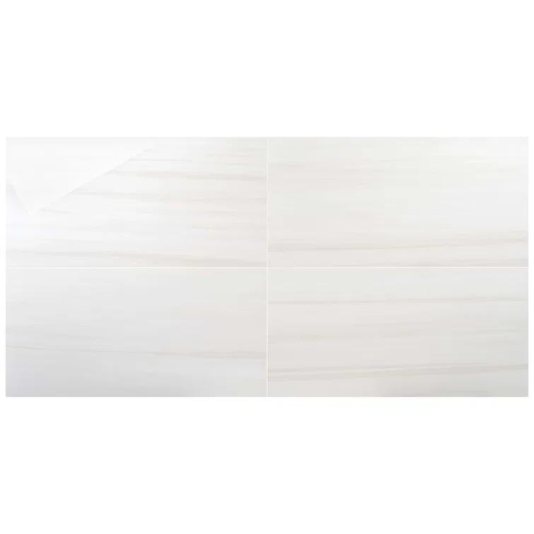 Bond Tile Terius Dolomite Warm White 23.54" x 47.24" Polished Marble Look Porcelain Floor and Wall Tile
