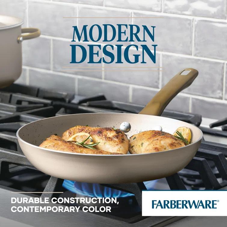 Farberware Farberware Radiant Nonstick Cookware Pots And Pans Set With Prestige Cooking Tools, 12 Piece, Champagne