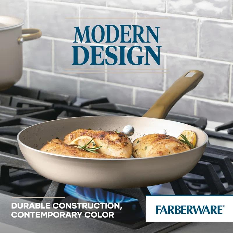Farberware Farberware Radiant Nonstick Cookware Pots And Pans Set With Prestige Cooking Tools, 12 Piece, Champagne