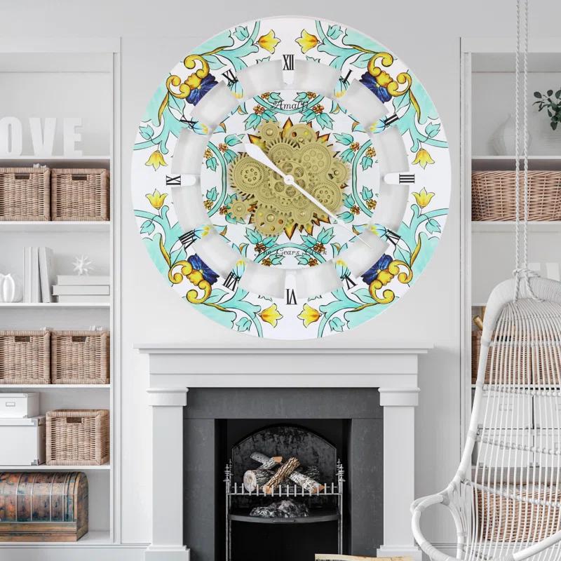 The Gears Clock Wall Clock Oversized 36" for Living Room with Real Moving Gears Italy Style | Wayfair