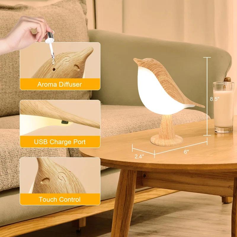 Winston Porter Small Desk Lamp, Bird Lamp Bedside Lamps With 3 Color Temperature And Touch Sensor,Cordless Lamp Kids Night Light With Rechargeable Battery