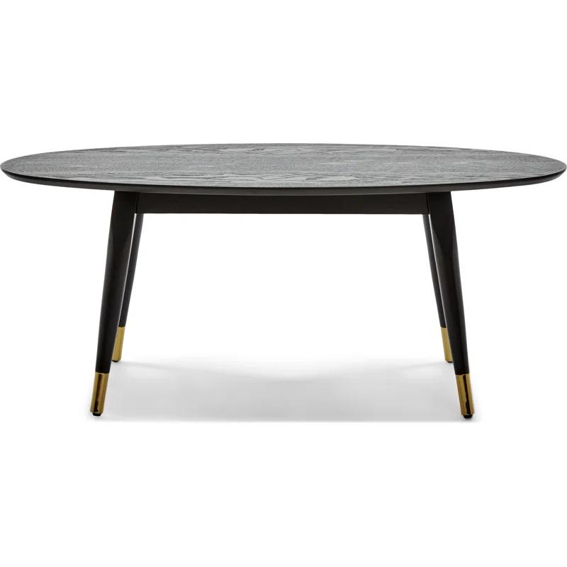 Elle Decor Clemintine Elle Decor Mid-Century Modern Oval Coffee Table with Brass Accents