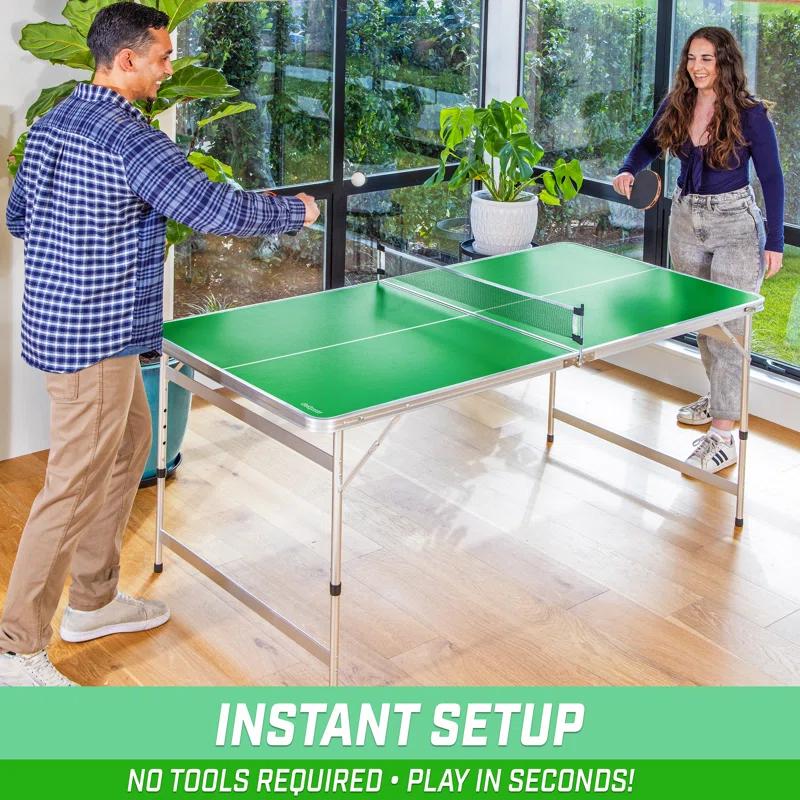 GoSports GoSports Foldable Indoor/Outdoor Table Tennis Table with Paddles and Balls - 6 x 3 ft