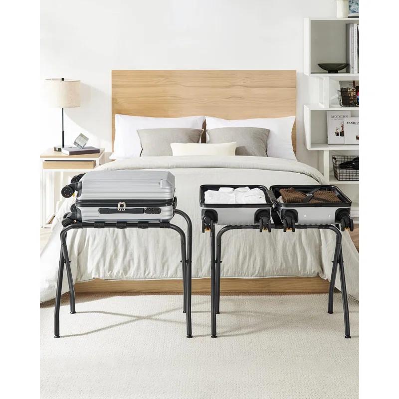 BINO Luggage Rack, Pack Of 2, Luggage Racks For Guest Room, Suitcase Stand, Steel Frame, Foldable, For Bedroom, Black