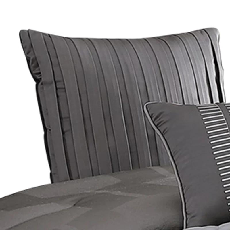 Benjara Gray Microfiber 10 Piece Comforter Set