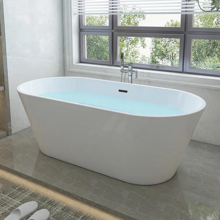 Vanity Art 67'' x 32'' Freestanding Soaking Acrylic Bathtub VA6815-NLW-ORB