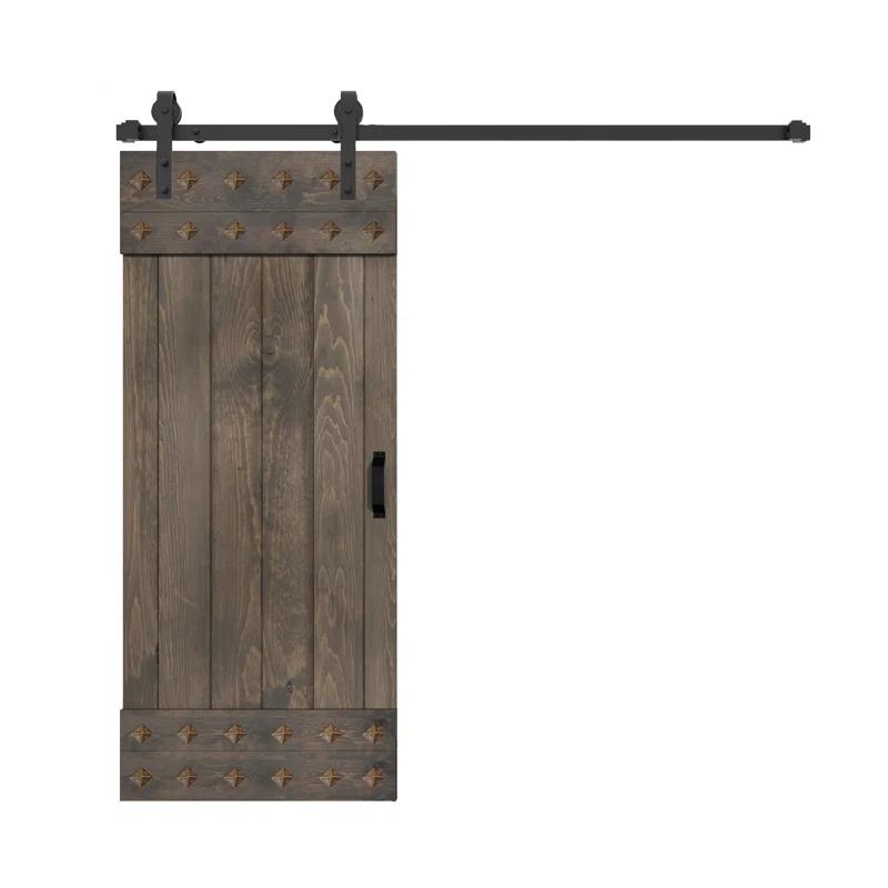IsLife 84'' Solid Wood Paneled Matte with Installation Hardware Kit Barn Door