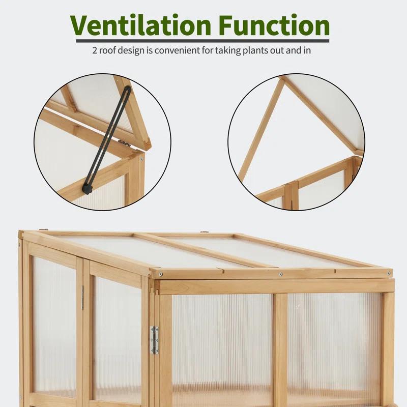 MCombo 23.6" W x 24.2" D 2 Tier Foldable Wooden Cold Frame Greenhouse