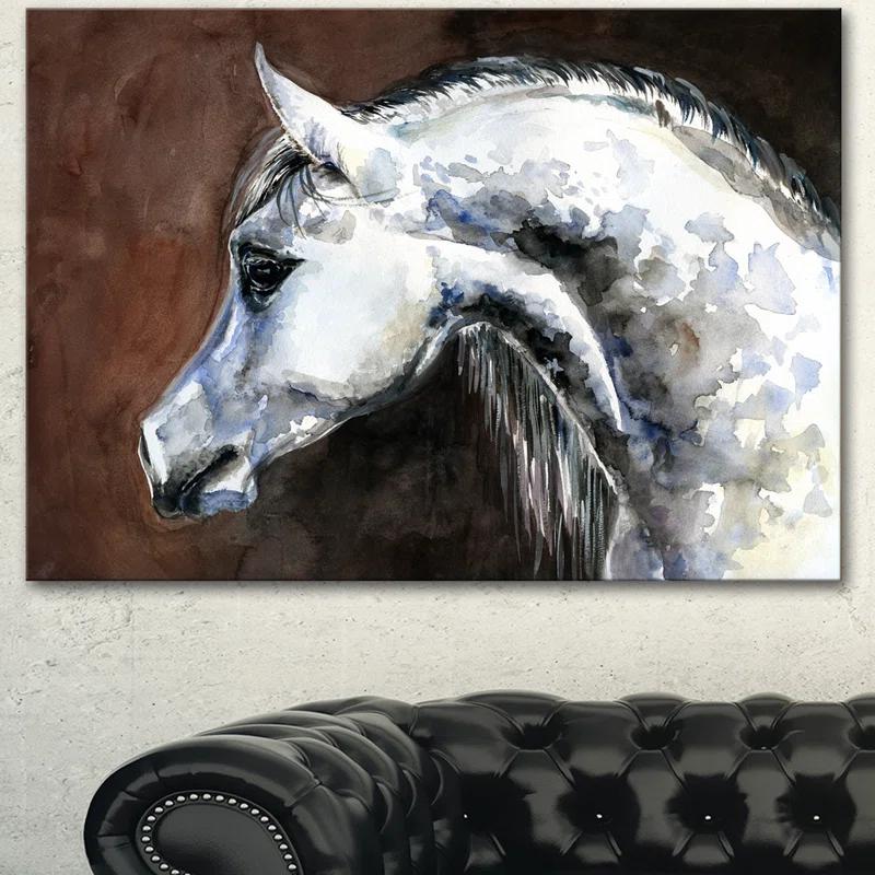 Design Art " Gray Arabian Horse Watercolor "