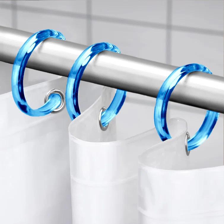 Evideco Solid Plastic Shower Curtain Hooks Rings (Set of 12)
