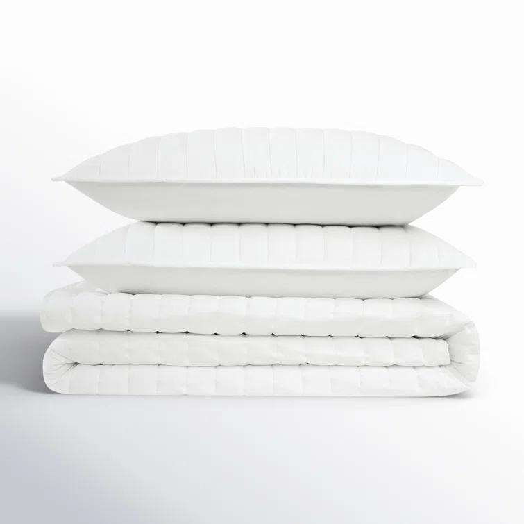 Brooklyn Loom Oversized Cotton Percale 3 Piece Quilt Set