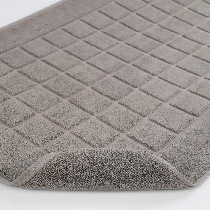 Nora Cotton Terry Solid Absorbent Thick Checkered Washable Bath Mat Set Of 2