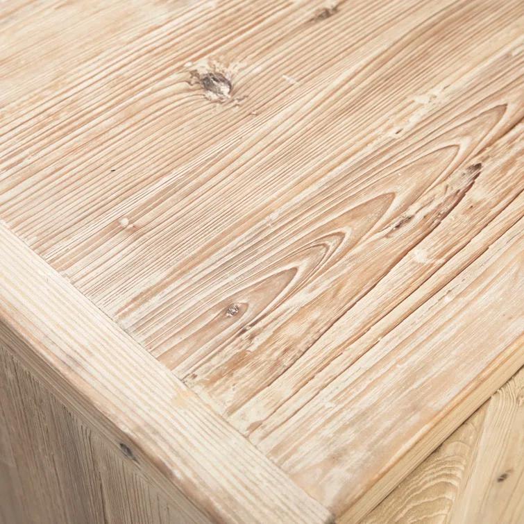 Dovetail Furniture Moura 84" Carved Door Front Reclaimed Pine Sideboard in Light Blond with Iron Legs | Perigold