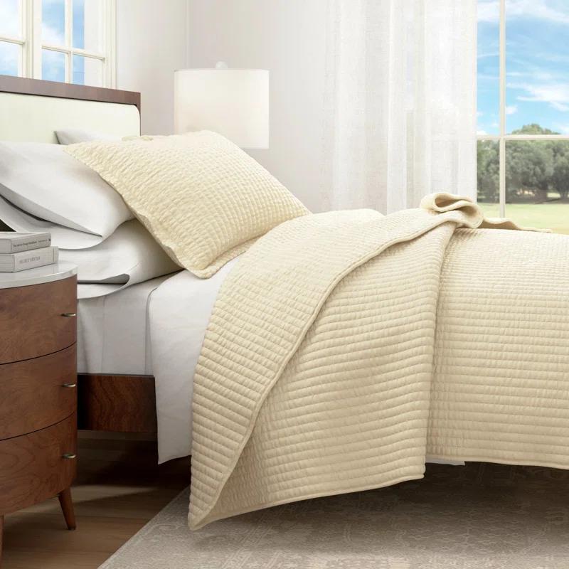 FreshFolds Modern & Contemporary Stripe Stitched Quilt Set with Shams