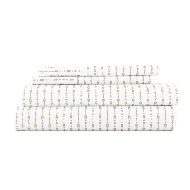 Home Beaded Arrows Striped Pattern Microfiber Sheet Set