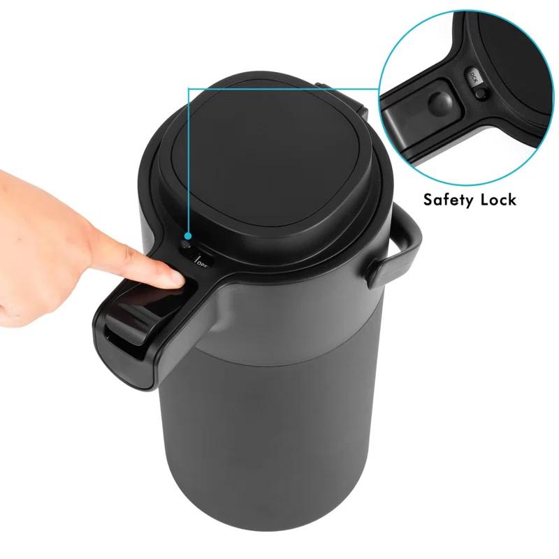 Stack man Airpot Coffee Dispenser With Pump - 135Oz/4L Thermal Coffee Carafes For Hot Beverage - Stainless Steel Insulated Coffee Thermos Carafe, Black