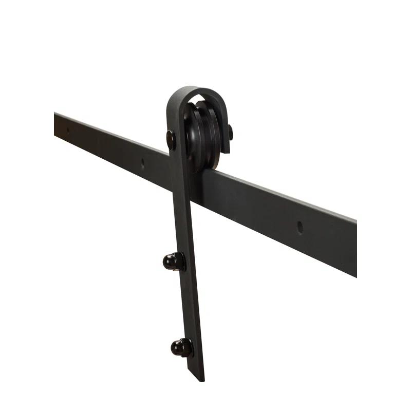 American Pro Decor Steel Sliding Rolling Barn Door Hardware Kit for Single Wood Doors with Routed Floor Guide