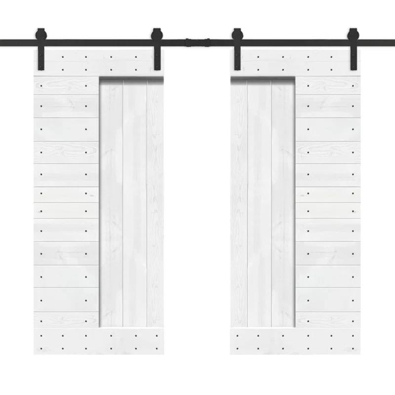 Calhome 84'' Solid Wood Paneled Painted with Installation Hardware Kit Barn Door