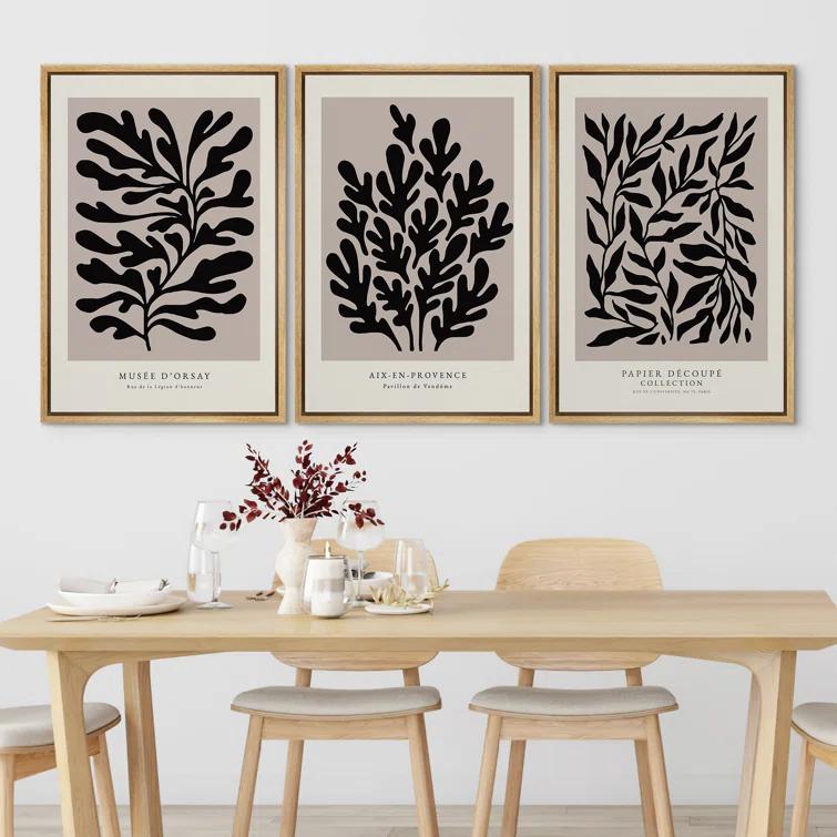 SIGNLEADER " Papier Decoupe Collection French Retro Art Decor Flower Plants " by Henri Matisse 3 - Pieces