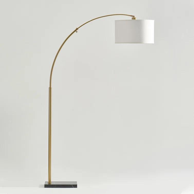 Logan 76 in. Modern Adjustable and Extendable LED Floor Lamp with Fabric Drum Shade