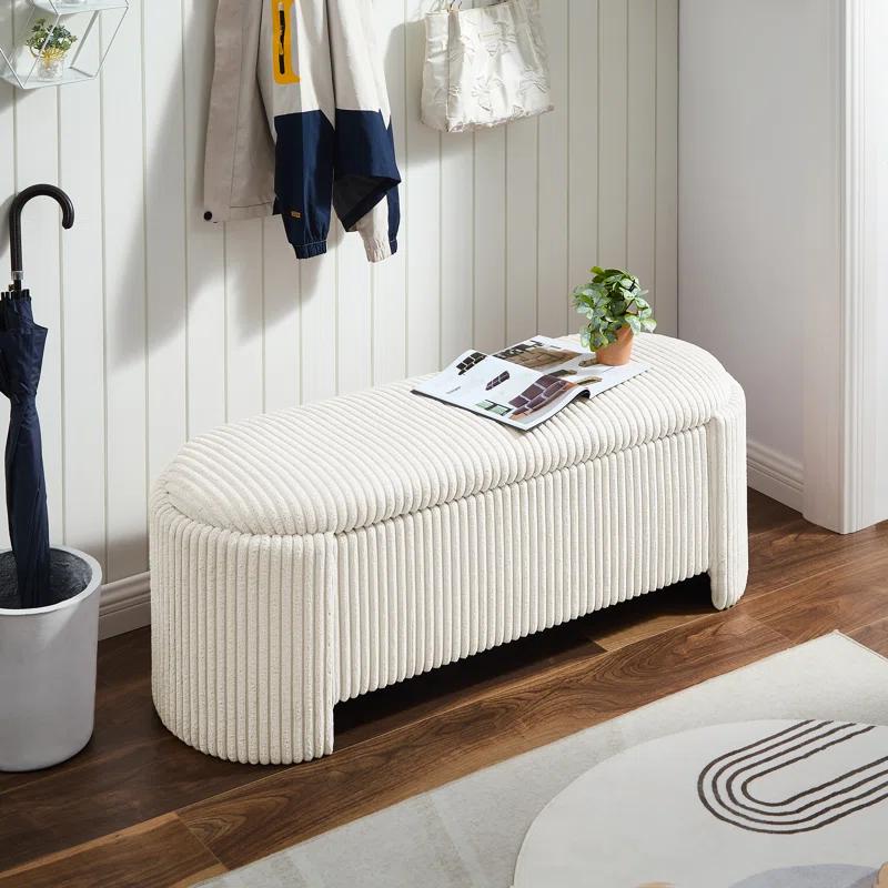 Latitude Run® Nikoma Corduroy Upholstered Storage Bench