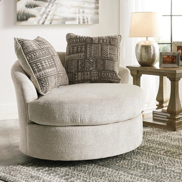 Ebern Designs Maravilla Upholstered Swivel Barrel Chair