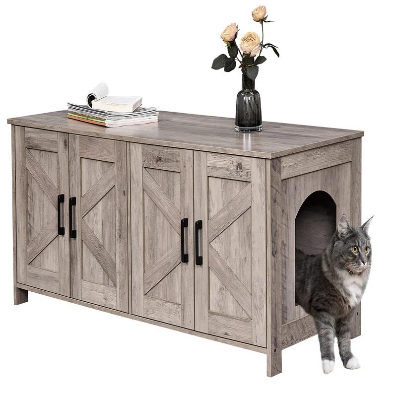 Cat Litter Box Fence For 2 Cats, Hidden Litter Box Furniture