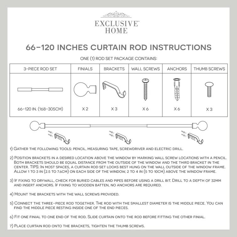 Red Barrel Studio® Exclusive Home Ogee 1" Curtain Rod and Coordinating Finial Set, Adjustable