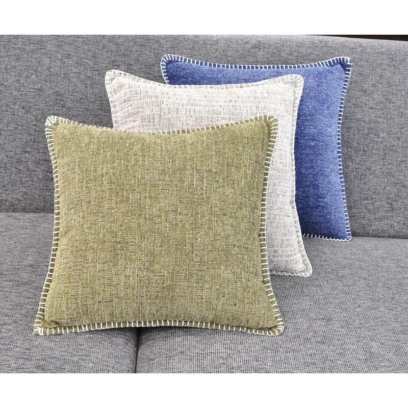 Oveesha Tassel Soft Chenille Throw Pillow Covers With Stitched Edge (Set of 2)