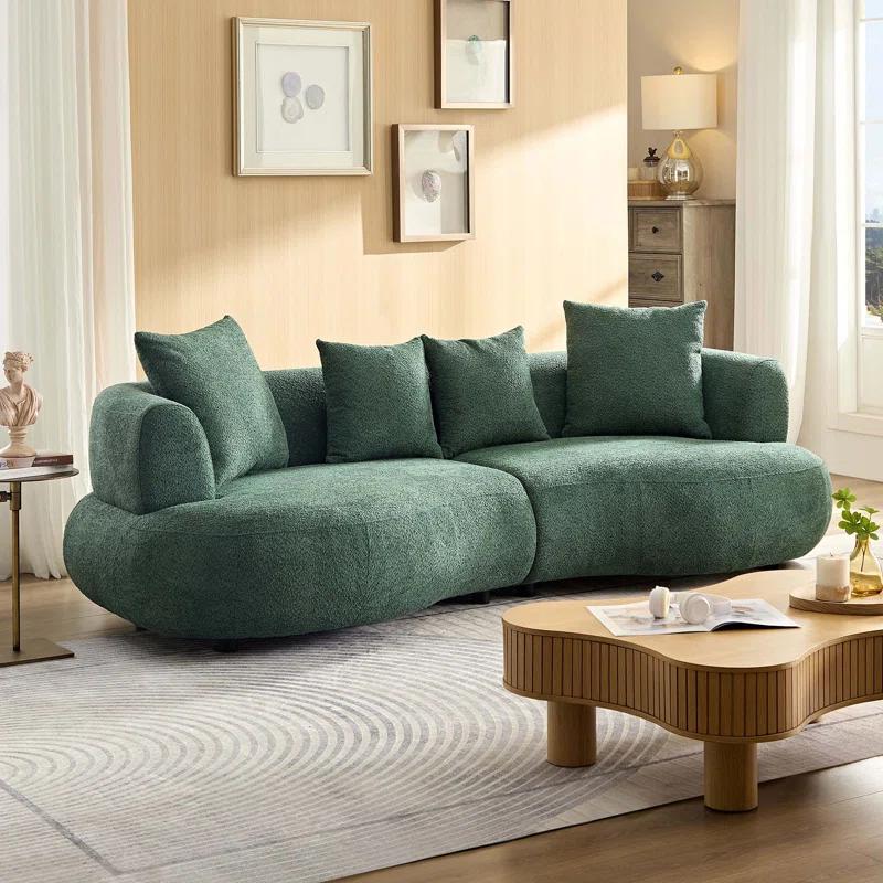 Hokku Designs 102.36" Mid-Century Modern Upholstered 4-Seat Sectional Curved Sofa Couch