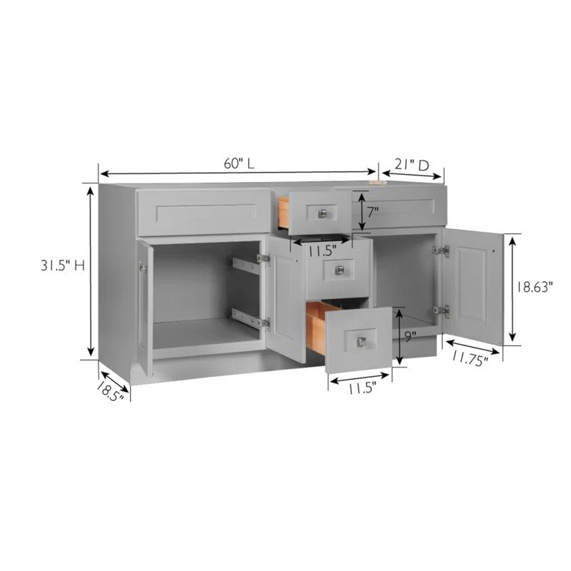 Design House Brookings 60 Inch Bathroom Vanity, Ready to Assemble, Solid Wood, Sherwin Williams – Design House, 599019-