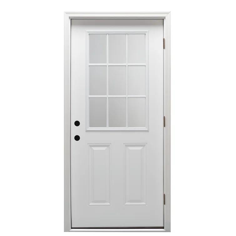 MMI DOOR Clear Glass Smooth Primed Fiberglass Prehung Front Entry Door | Wayfair