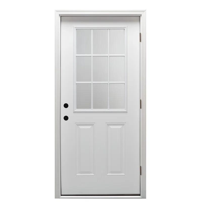 MMI DOOR Clear Glass Smooth Primed Fiberglass Prehung Front Entry Door | Wayfair