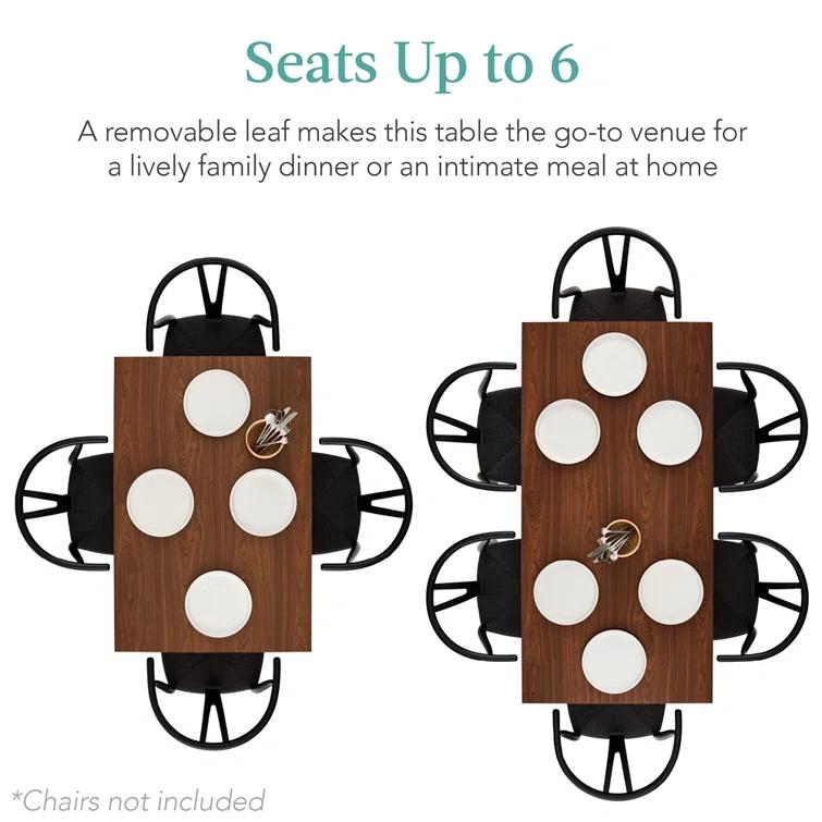 George Oliver Joglar 47 to 63in Modern Extendable Dining Table for 2-6 People w/ Leaf Extension, 2 Locks