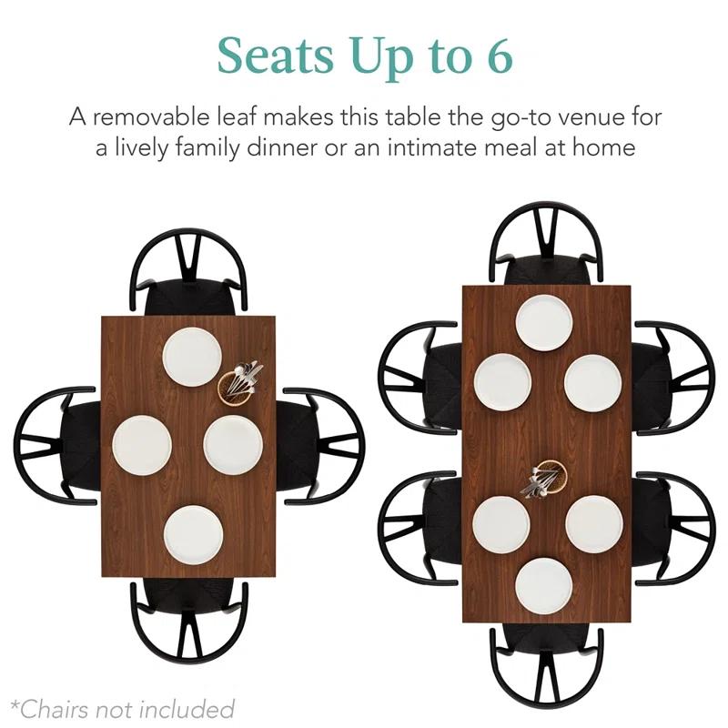 George Oliver Joglar 47 to 63in Modern Extendable Dining Table for 2-6 People w/ Leaf Extension, 2 Locks