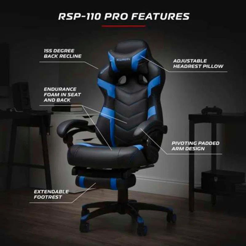 Respawn RESPAWN 110 Pro Gaming Chair - Gaming Chair with Footrest, Reclining Gaming Chair, Video Gaming Computer Desk Chair, Adjustable Desk Chair, Gaming Chairs For Adults With Headrest Pillow