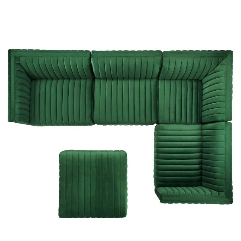 ESTETICA FURNITURE Modway Conjure Channel Tufted Performance Velvet 5-Piece Sectional