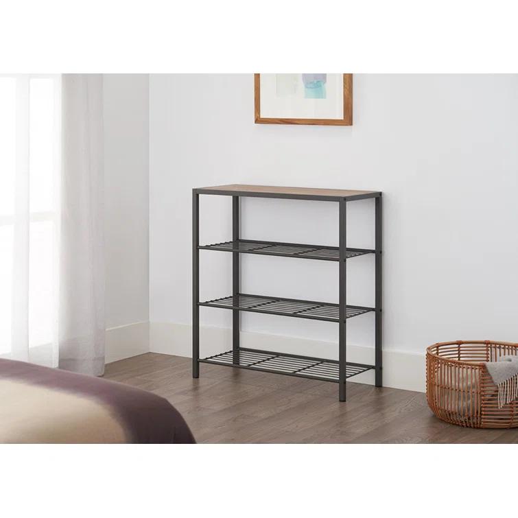 Trinity TRINITY Dark Gray 4-Tier Slat Shoe Rack w/ Console Top