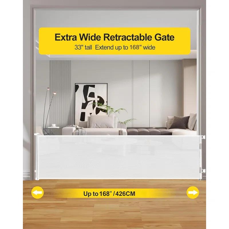 Tucker Murphy Pet™ 168 Inch Extra Wide Retractable Baby Gate,mesh Large Baby Gate Or Mesh Pet Dog Gate, Opening Wide Extra Long Child Safety Gate For Indoor, Outdoor, Stairs, Deck(33"x168")