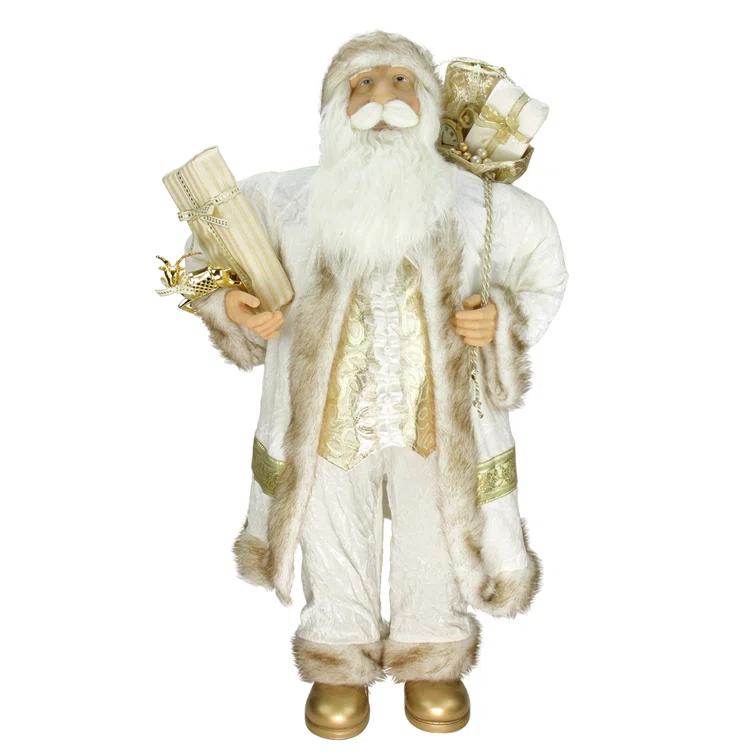 Northlight Seasonal White and Ivory Santa Claus with Gift Bag Christmas Figure