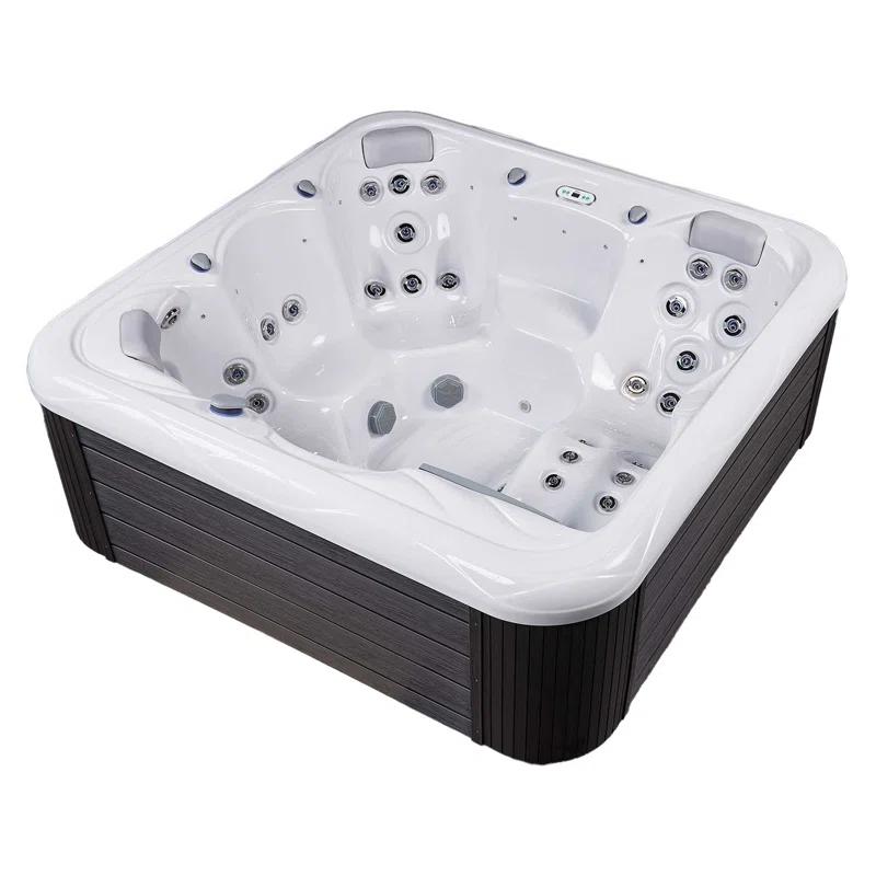 Buenospa New York 6 - Person 49 - Jet Acrylic Square Hot Tub with Ozonator and Cover in White