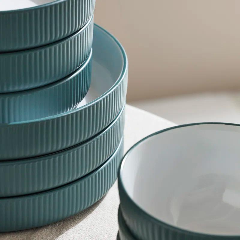Christian Siriano Christian Siriano Larosso 24-Piece Dinnerware Set with Dinner Bowls and Pasta Bowls, Stoneware