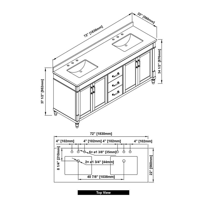 Ove Decors OVE Decors Salisbury 72 in. Double Sink Bathroom Vanity in Pure White