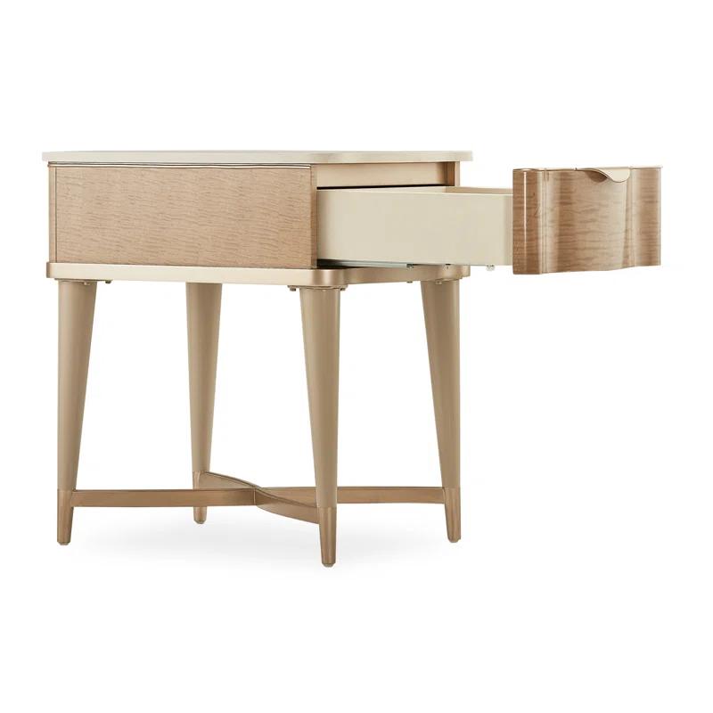 Michael Amini Malibu Crest Marble Top End Table with Storage