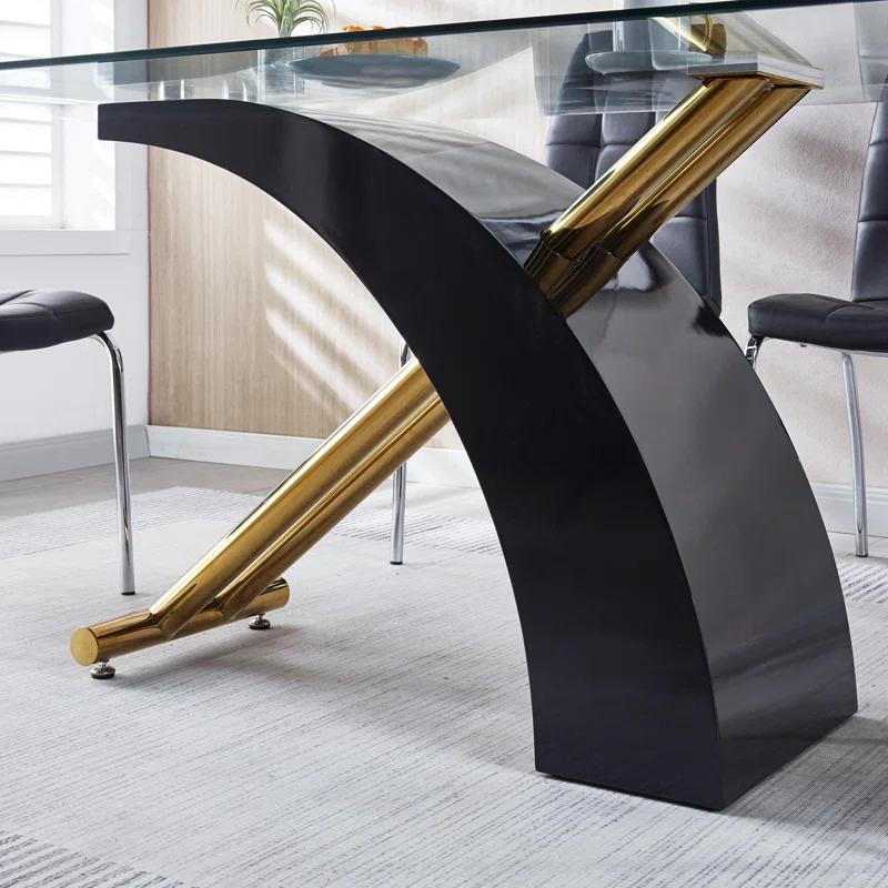 Stylish Dining Room Table, Luxury Glass Top Dining Table