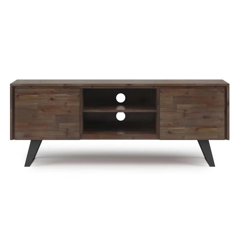 Simpli Home Lowry 63"W Solid Wood Modern Industrial TV Stand for TVs up to 70" with Storage