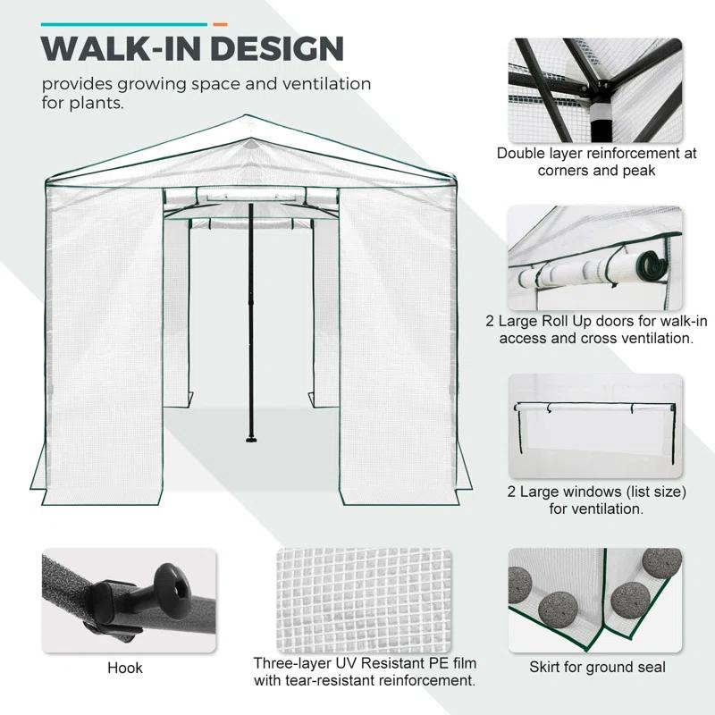 EAGLE PEAK Pop Up Greenhouse 8' W x 12' D Greenhouse