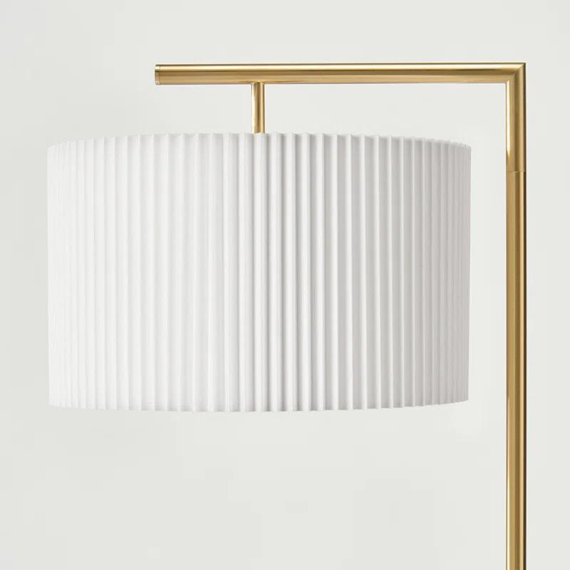 Montage Modern 60 in. Mid-Century Modern LED Floor Lamp with Fabric Drum Shade